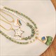 Handmade Stone String Beaded Heart Pendant Necklace Stainless Steel Shell Jewelry
