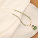 Handmade Stone String Beaded Heart Pendant Necklace Stainless Steel Shell Jewelry