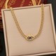 Eye Charm Link Chain Necklace, Stainless Steel 36L