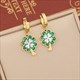 Green White Flower Pendant Necklace, Stainless Steel Flat Snake Chain
