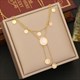 Roman Numerals Dial Pendant Necklace 36L Stainless Steel Zircon Clavicle Chain Jewelry