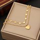 Double Layer Choker Necklace Set With Heart Drop Pearl