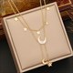 Pentagram Star Pendant Necklace 36L Stainless Steel New For Women Girls Moon Black White 2 In Clavicle Chain Jewelry Gifts