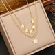 Pentagram Star Pendant Necklace 36L Stainless Steel New For Women Girls Moon Black White 2 In Clavicle Chain Jewelry Gifts