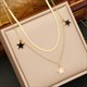 Pentagram Star Pendant Necklace 36L Stainless Steel New For Women Girls Moon Black White 2 In Clavicle Chain Jewelry Gifts