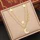 Pentagram Star Pendant Necklace 36L Stainless Steel New For Women Girls Moon Black White 2 In Clavicle Chain Jewelry Gifts