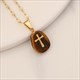 Stone Cross Clavicle Chain Stainless Steel Natural