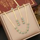 Necklace For Women Vintage Female Collar Chain Fashion Girls Body Jewelry Gift Turquoise 36L Stainless Steel Round