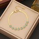 Necklace For Women Vintage Female Collar Chain Fashion Girls Body Jewelry Gift Turquoise 36L Stainless Steel Round