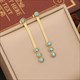 Necklace For Women Vintage Female Collar Chain Fashion Girls Body Jewelry Gift Turquoise 36L Stainless Steel Round