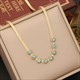 Necklace For Women Vintage Female Collar Chain Fashion Girls Body Jewelry Gift Turquoise 36L Stainless Steel Round