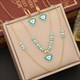 Turquoise Stainless Steel Eye Heart Pendant Necklace