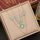 Turquoise Stainless Steel Eye Heart Pendant Necklace