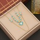 Turquoise Stainless Steel Eye Heart Pendant Necklace