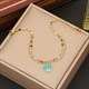 Turquoise Stainless Steel Eye Heart Pendant Necklace