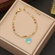Turquoise Stainless Steel Eye Heart Pendant Necklace