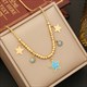Blue Stone Star Charm Necklace, Stainless Steel Snake Chain