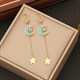 Blue Stone Star Charm Necklace, Stainless Steel Snake Chain
