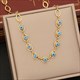 Women's Hollow Out Blue Eyes Heart Charm Clavicle Necklace