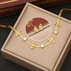 Flat Snake Chain Heart Butterfly Necklace Gold 36L Stainless Steel New Clavicle Chain Party Jewelry Gift For Women Girl