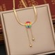 Colorful Flower Pendant Necklace 36L Stainless Steel Bead Charm Clavicle Chain Jewelry