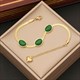 Emerald Color Crystal Necklace For Women Punk Street Trend Snake Chain Choker Girls Jewelry Gifts 36L Stainless Steel