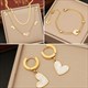 Double Flat Snake Chain Heart Pendant Necklace Stainless Steel 36L