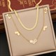 Double Flat Snake Chain Heart Pendant Necklace Stainless Steel 36L