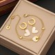 Double Flat Snake Chain Heart Pendant Necklace Stainless Steel 36L