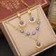 Blue Eye Pendant Necklace 36L Stainless Steel Choker Chain Jewelry