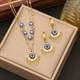 Blue Eye Pendant Necklace 36L Stainless Steel Choker Chain Jewelry