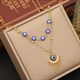 Blue Eye Pendant Necklace 36L Stainless Steel Choker Chain Jewelry