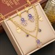 Eyes Palm Pendant Necklace 36L Stainless Steel 2-Layer Chain Jewelry