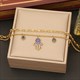 Eyes Palm Pendant Necklace 36L Stainless Steel 2-Layer Chain Jewelry