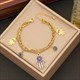 Eyes Palm Pendant Necklace 36L Stainless Steel 2-Layer Chain Jewelry