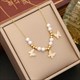 Butterfly Pentagram Heart Pendant Necklace Stainless Steel Shell Bead Chain Jewelry