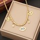 Eye Pendant Necklace Fashion Jewelry Set Gift 36L Stainless Steel New For Women Zircon Collar Chain Girls Beaded Lake Blue