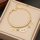 Eye Pendant Necklace Fashion Jewelry Set Gift 36L Stainless Steel New For Women Zircon Collar Chain Girls Beaded Lake Blue