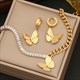 Butterfly Pendant Necklace With Square Crystal, Stainless Steel Chain