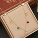 Multilayer Butterfly Star Choker Necklace, Stainless Steel With Colorful Stones