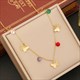 Multilayer Butterfly Star Choker Necklace, Stainless Steel With Colorful Stones