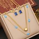 Blue Crystal Eye Necklace, Stainless Steel Two-Layer Waterproof Jewelry