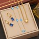 Blue Crystal Eye Necklace, Stainless Steel Two-Layer Waterproof Jewelry