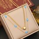 Blue Crystal Eye Necklace, Stainless Steel Two-Layer Waterproof Jewelry