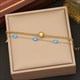 Blue Crystal Eye Necklace, Stainless Steel Two-Layer Waterproof Jewelry