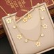 Flower Heart Charm Necklace And Earrings Set With Zircon Geometric Pendant