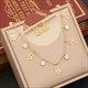 Flower Heart Charm Necklace And Earrings Set With Zircon Geometric Pendant