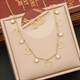 Flower Heart Charm Necklace And Earrings Set With Zircon Geometric Pendant