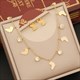 Flower Heart Charm Necklace And Earrings Set With Zircon Geometric Pendant