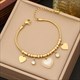 Love Heart Pearl Clavicle Necklace 36L Stainless Steel